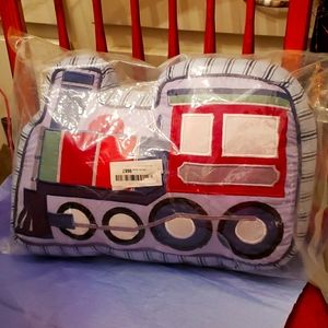 Custom blue handmade train pillow decor never opened or used